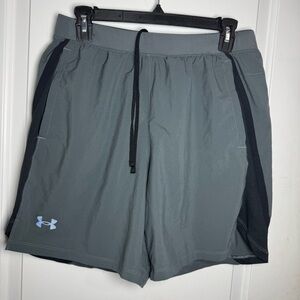 Under Armour Men's Gray/black Headgear Fitted Coupe Ajustee Ceñido Size L Shorts